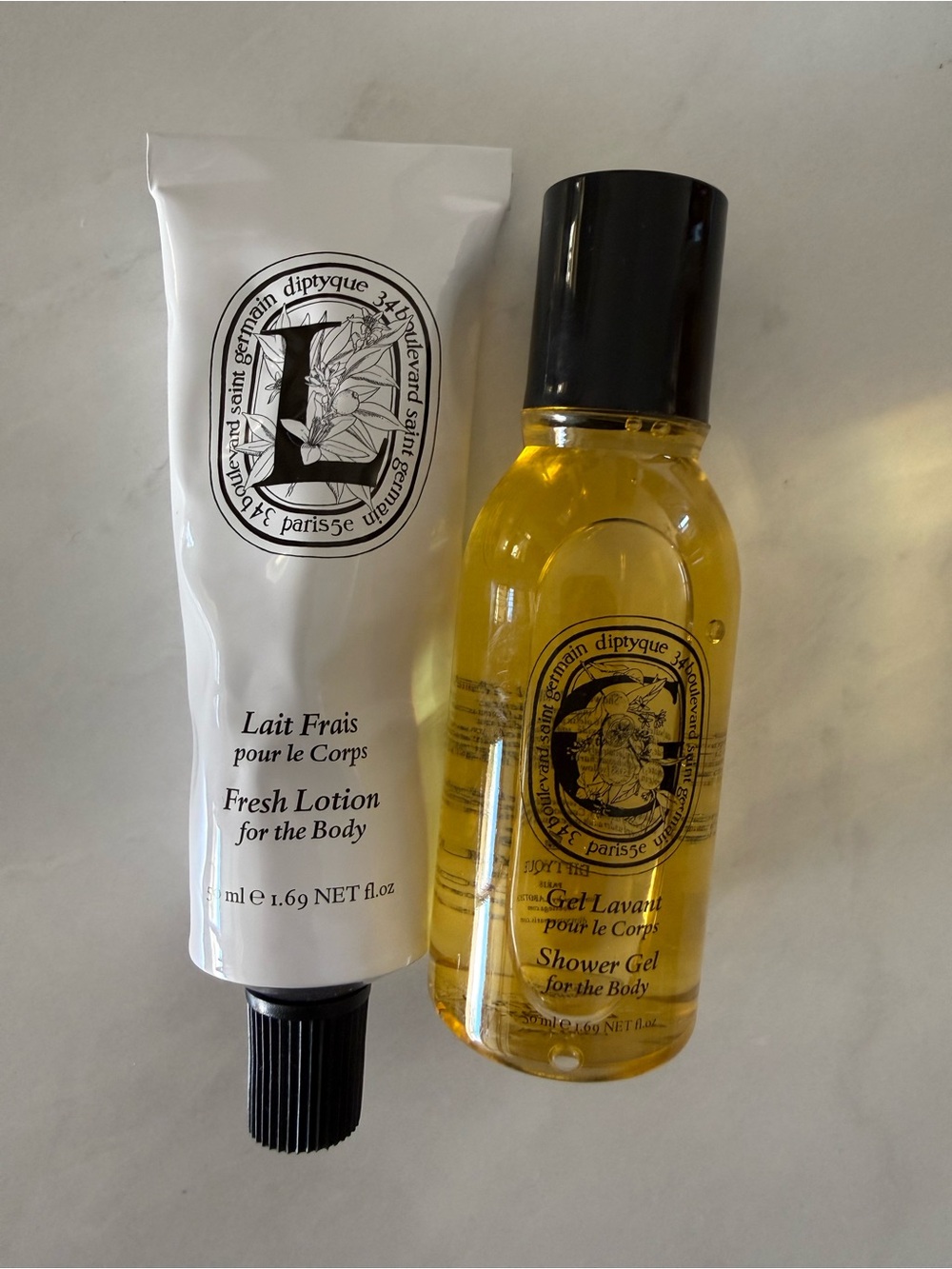 diptyque Travel Size Body Lotion & Shower Gel 2 Piece Set New Unopened